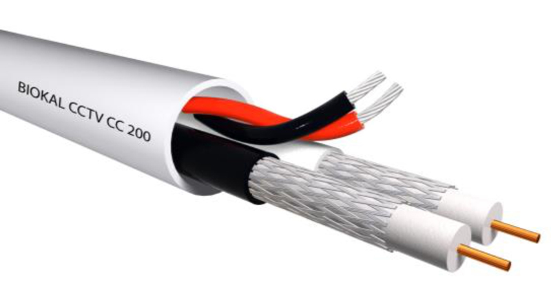 ACCORDIA καλώδιο CCTV CC-200, 2x Mini RG59/2x 0.50mm2, 75Ω, White, 100m