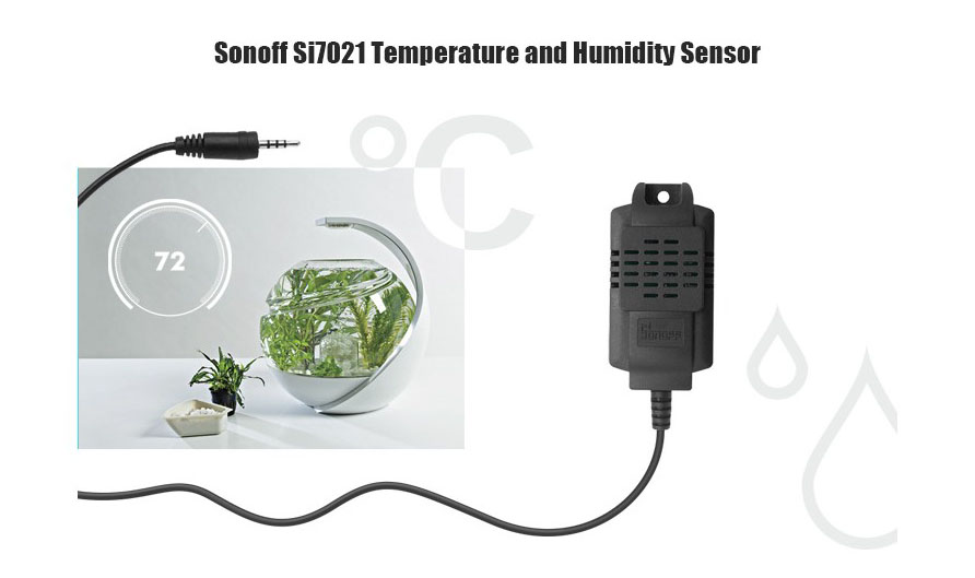SONOFF Aισθητήρας θερμοκρασίας και υγρασίας SI7021, WiFi, 2.5mm, μαύρο