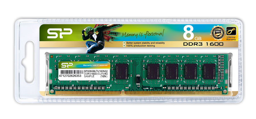 SILICON POWER μνήμη RAM 8GB DDR3, 1600MHz PC3-12800, 1.5V