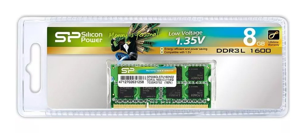 SILICON POWER Μνήμη 8GB DDR3L SODimm, PC3L 12800, 1600MHz, CL11, 1.35v