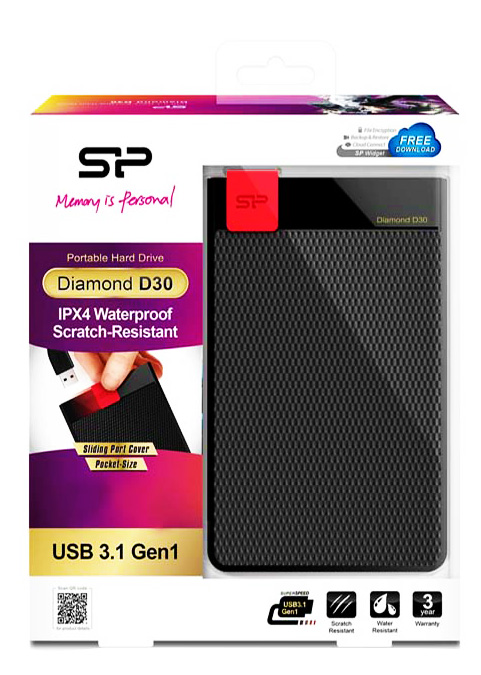 SILICON POWER Εξωτερικός HDD 4TB Diamond D30 D3L, USB 3.1, Black