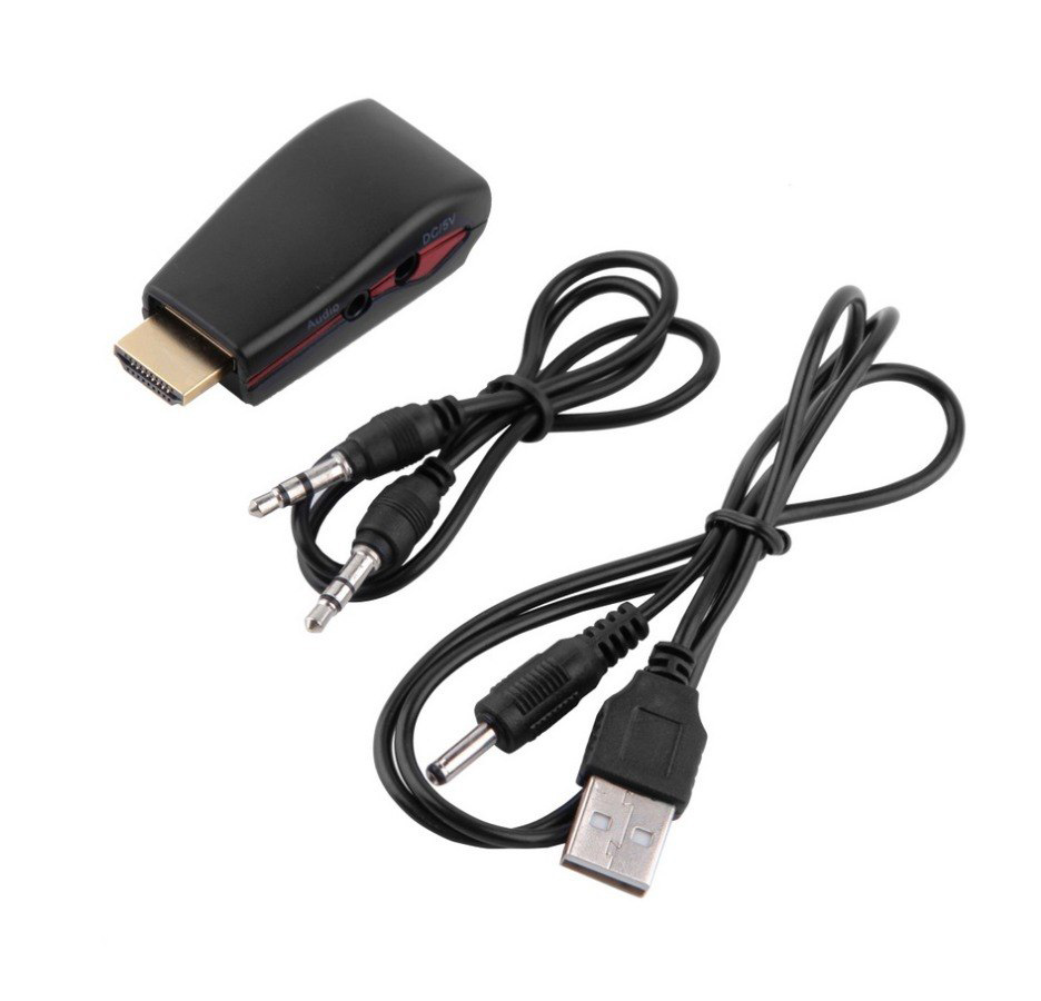 POWERTECH αντάπτορας HDMI 19pin σε VGA CAB-H076, audio jack, USB power