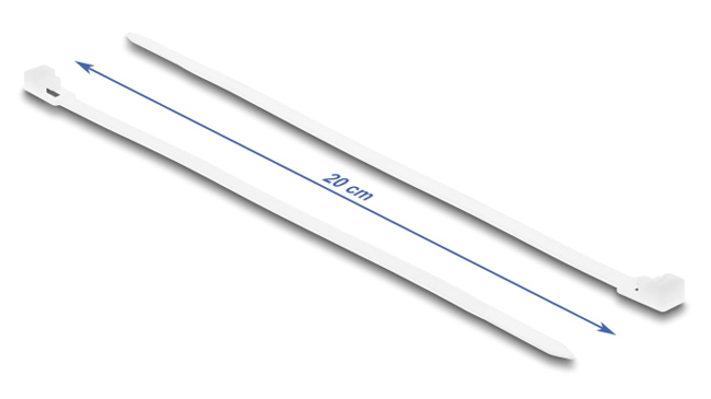 DELOCK reusable δεματικά καλωδίων 18642, 200×4.8mm, λευκά, 100τμχ