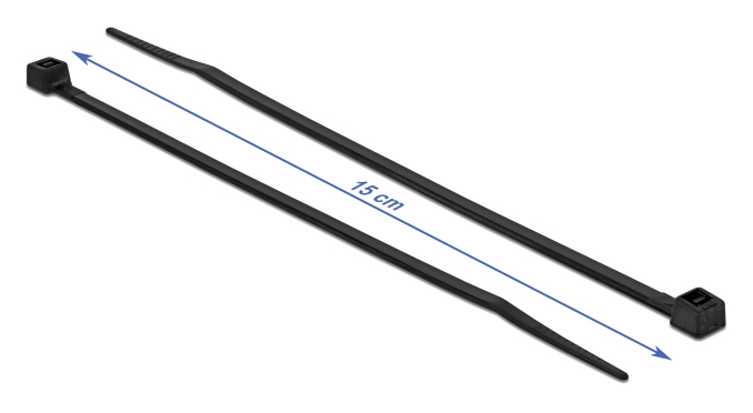 DELOCK Δεματικά καλωδίων 19187, 150×3.6mm, μαύρα, 100τμχ