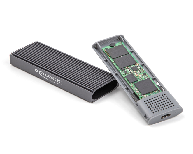 DELOCK θήκη για M.2 NVMe PCIe/SATA SSD 42019, tool free, 10Gbps, μαύρη