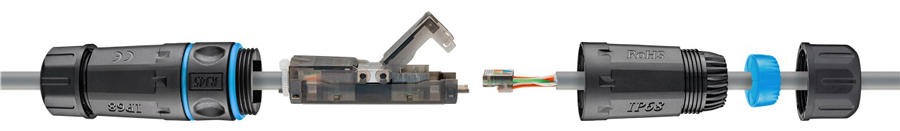 GOOBAY αδιάβροχος σύνδεσμος RJ45 Cat 6A 44416, IP68, μαύρο