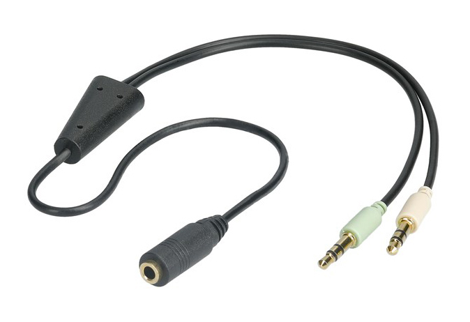 GOOBAY καλώδιο 3.5mm 4pin σε 2x 3.5mm 3pin 48980, 0.4m, μαύρο