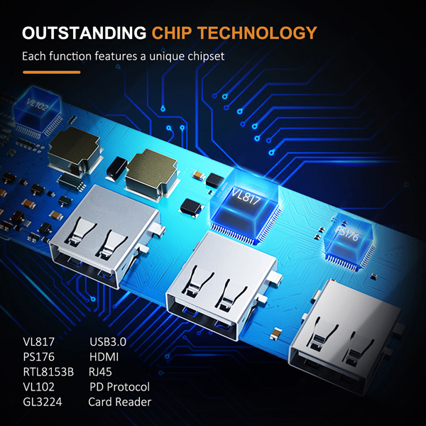 CABLETIME USB hub CT-HUB7, 7x θυρών, 5Gbps, USB-C σύνδεση, γκρι