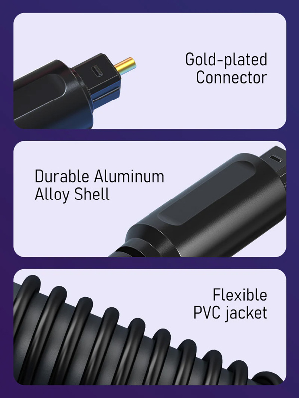 CABLETIME καλώδιο Toslink CT-AV380, gold plated, OD 4.0mm, 2m, μαύρο