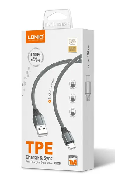 LDNIO καλώδιο USB-C σε USB LS441, 12W, 1m, γκρι