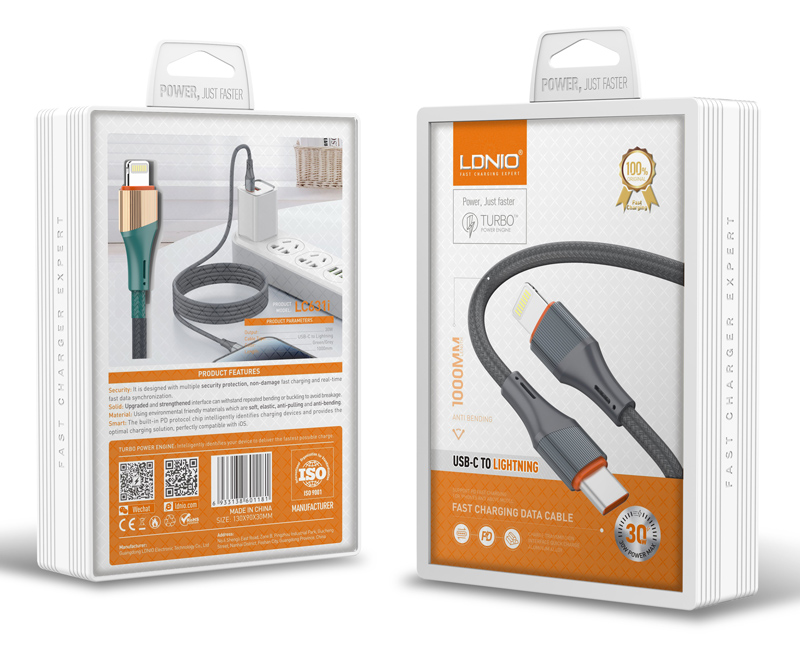 LDNIO καλώδιο Lightning σε USB-C LC631I, 30W PD, 1m, πράσινο