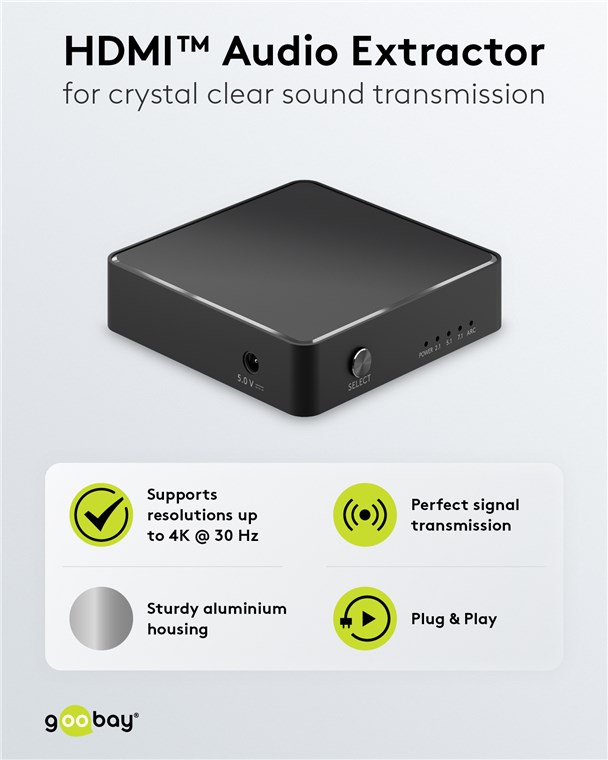 GOOBAY HDMI audio extractor 58469, 4K/30Hz, μαύρο
