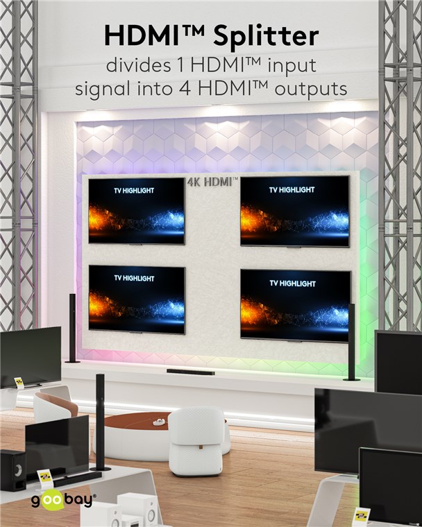 GOOBAY HDMI splitter 58483, 4 σε 1, 4K/60Hz, μαύρο