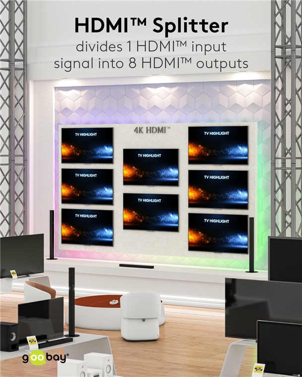 GOOBAY HDMI splitter 58484, 8 σε 1, 4K/60Hz, μαύρο