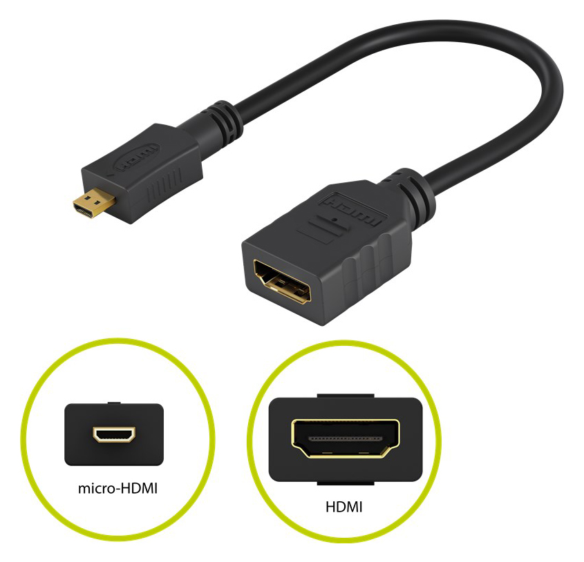GOOBAY καλώδιο micro HDMI σε HDMI 58683, 4K/60Hz, 0.15m, μαύρο
