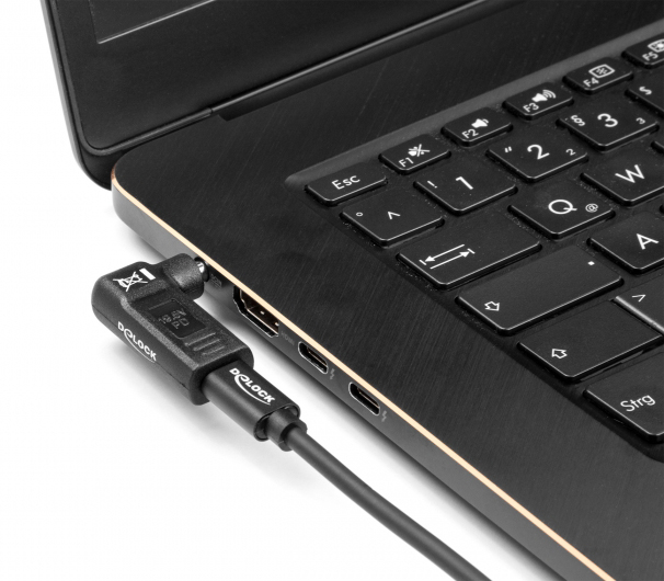 DELOCK αντάπτορας τροφοδοσίας 60012, USB-C σε IBM 7.9×5.5mm, 90°, μαύρος