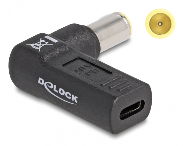 DELOCK αντάπτορας τροφοδοσίας 60012, USB-C σε IBM 7.9×5.5mm, 90°, μαύρος