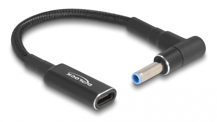 DELOCK καλώδιο τροφοδοσίας 60031, USB-C σε HP 4.5×3.0mm, 15cm, μαύρο