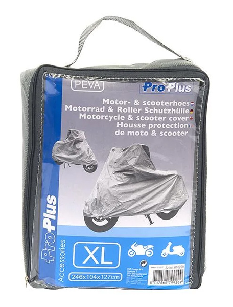 PROPLUS κουκούλα μηχανής 610250 με θήκη, XL 246x104x127cm, ασημί