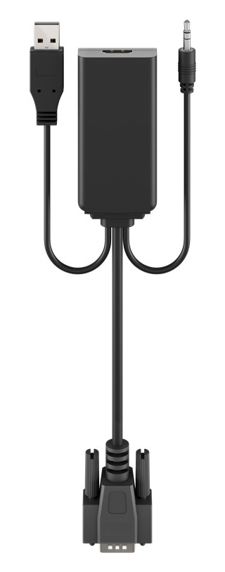 GOOBAY αντάπτορας VGA σε HDMI 61259, 3.5mm Jack, 1080p/60Hz, μαύρος