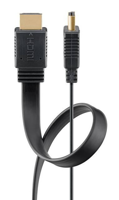 GOOBAY καλώδιο HDMI 2.0 61281, Ethernet, flat, 4K/60Hz 18 Gbps, 5m, μαύρο