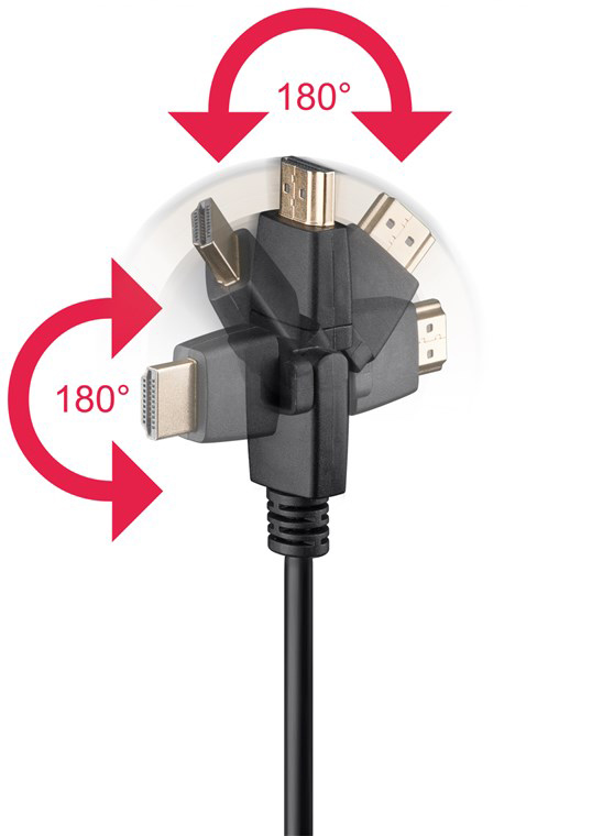GOOBAY καλώδιο HDMI 61289 με Ethernet, 360°, 4K/60Hz, 18 Gbps, 3m, μαύρο