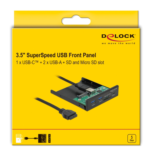 DELOCK front panel 64058, 3.5″ σε USB-C, 2x USB & SD/Micro SD