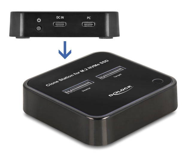DELOCK docking station 64177, clone function, 2x M.2 NVMe 10 Gbps, μαύρο