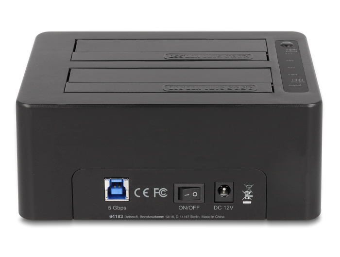 DELOCK docking station 64183 clone function, 2x HDD, CF/SD, 5Gbps, μαύρο