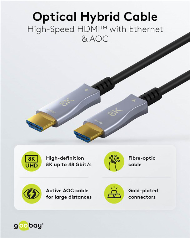 GOOBAY καλώδιο HDMI 2.1 65560 με Ethernet, 8K/60Hz, 48 Gbps, 30m, μαύρο