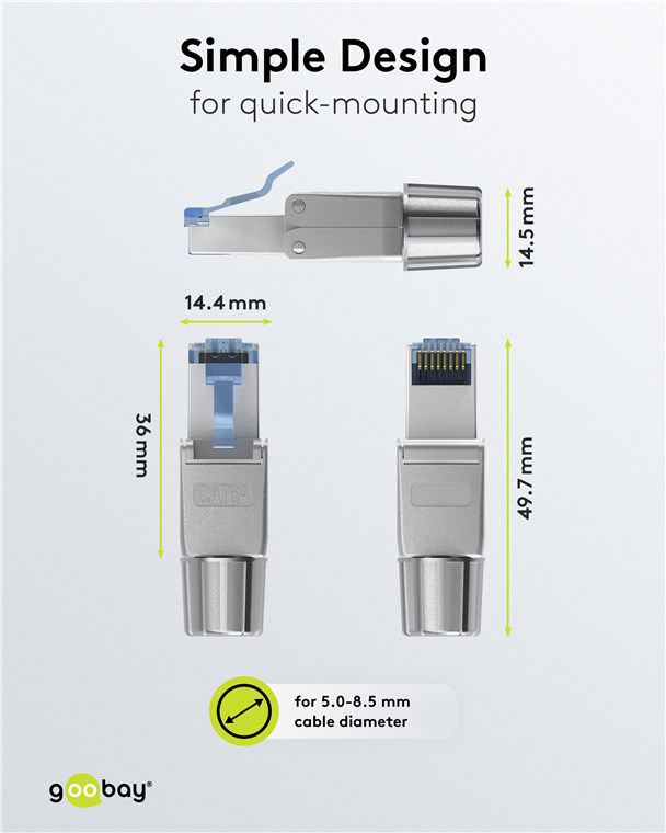 GOOBAY βύσμα RJ45 65939, CAT 6A STP, tool-free, ασημί