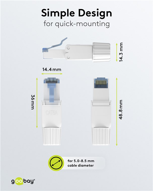 GOOBAY βύσμα RJ45 65941, CAT 6A UTP, tool-free, λευκό