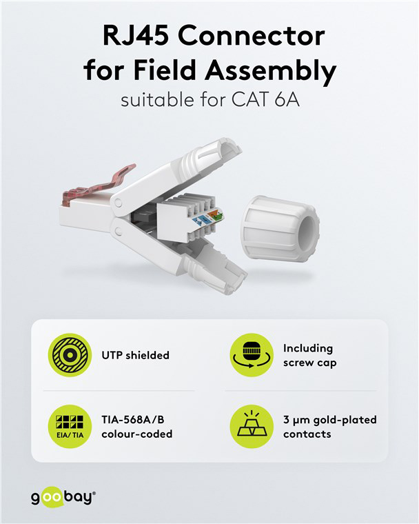 GOOBAY βύσμα RJ45 65942, CAT 6 UTP, tool-free, λευκό