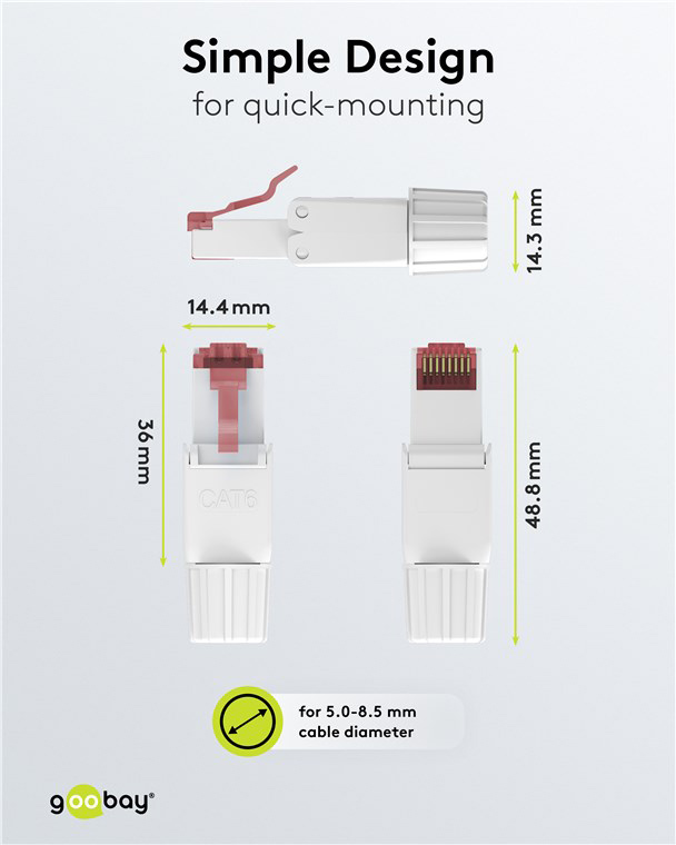GOOBAY βύσμα RJ45 65942, CAT 6 UTP, tool-free, λευκό