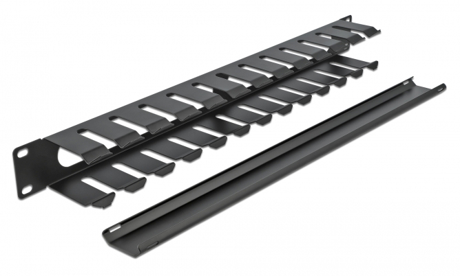 DELOCK cable management 66550 για rack 19″/1U, μεταλλικό, μαύρο