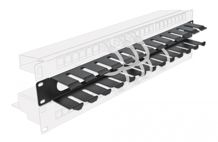 DELOCK cable management 66550 για rack 19″/1U, μεταλλικό, μαύρο