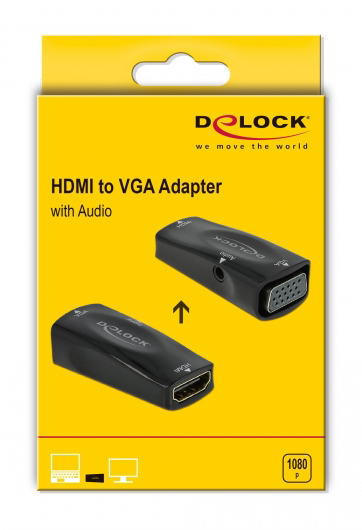 DELOCK αντάπτορας HDMI σε VGA 66560, με audio, 1080p/60Hz, μαύρος