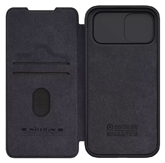 NILLKIN θήκη Qin Pro για iPhone 15 Plus, δερμάτινη, μαύρη
