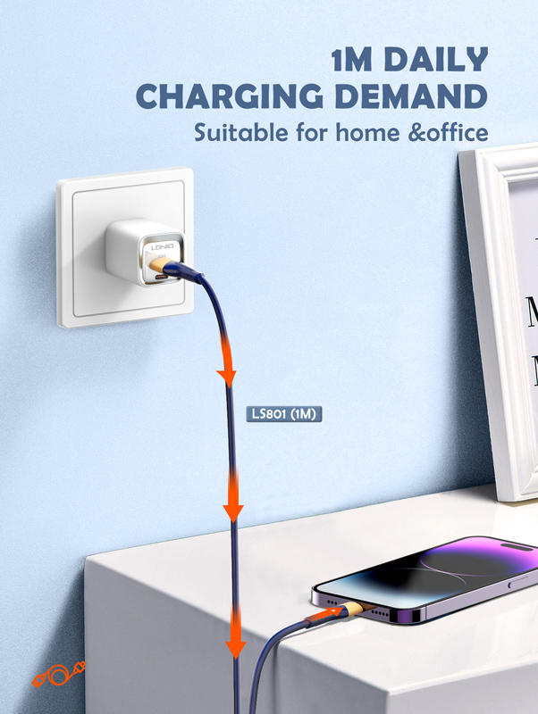 LDNIO καλώδιο USB-C σε USB LS801, 30W, 1m, λευκό