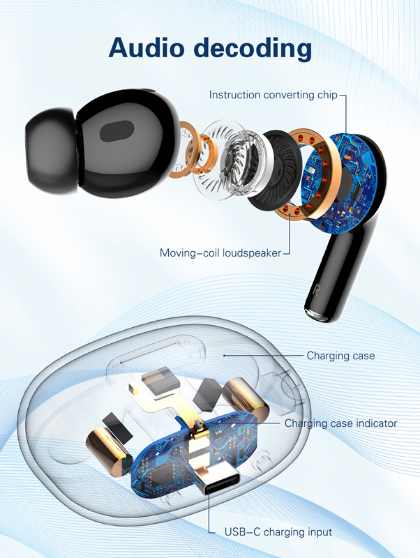 LDNIO earphones με θήκη φόρτισης T02, True Wireless, HiFi, Φ13mm, μαύρα
