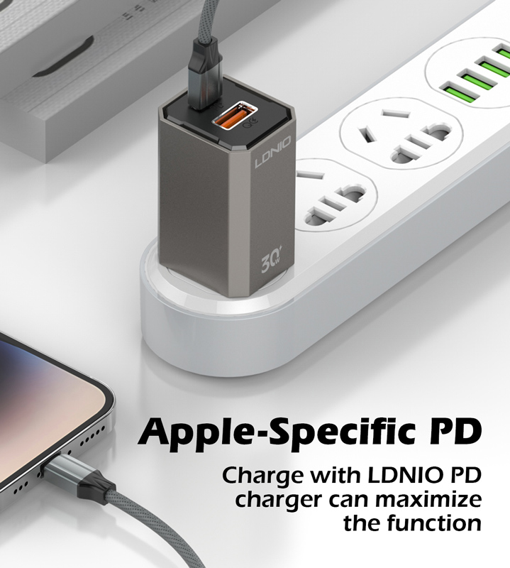 LDNIO καλώδιο Lightning σε USB-C LC441I, 30W PD, 1m, γκρι