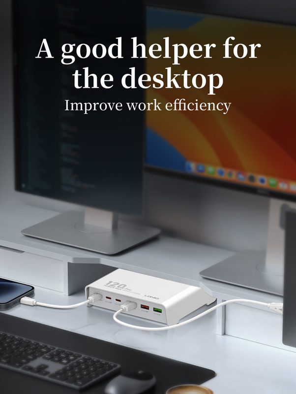 LDNIO σταθμός φόρτισης Q605, 3x USB-C & 3x USB, 120W, PD/QC, λευκός