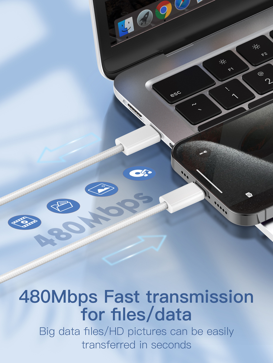 LDNIO καλώδιο USB-C LC901C, 65W PD, 480Mbps, 1m, λευκό