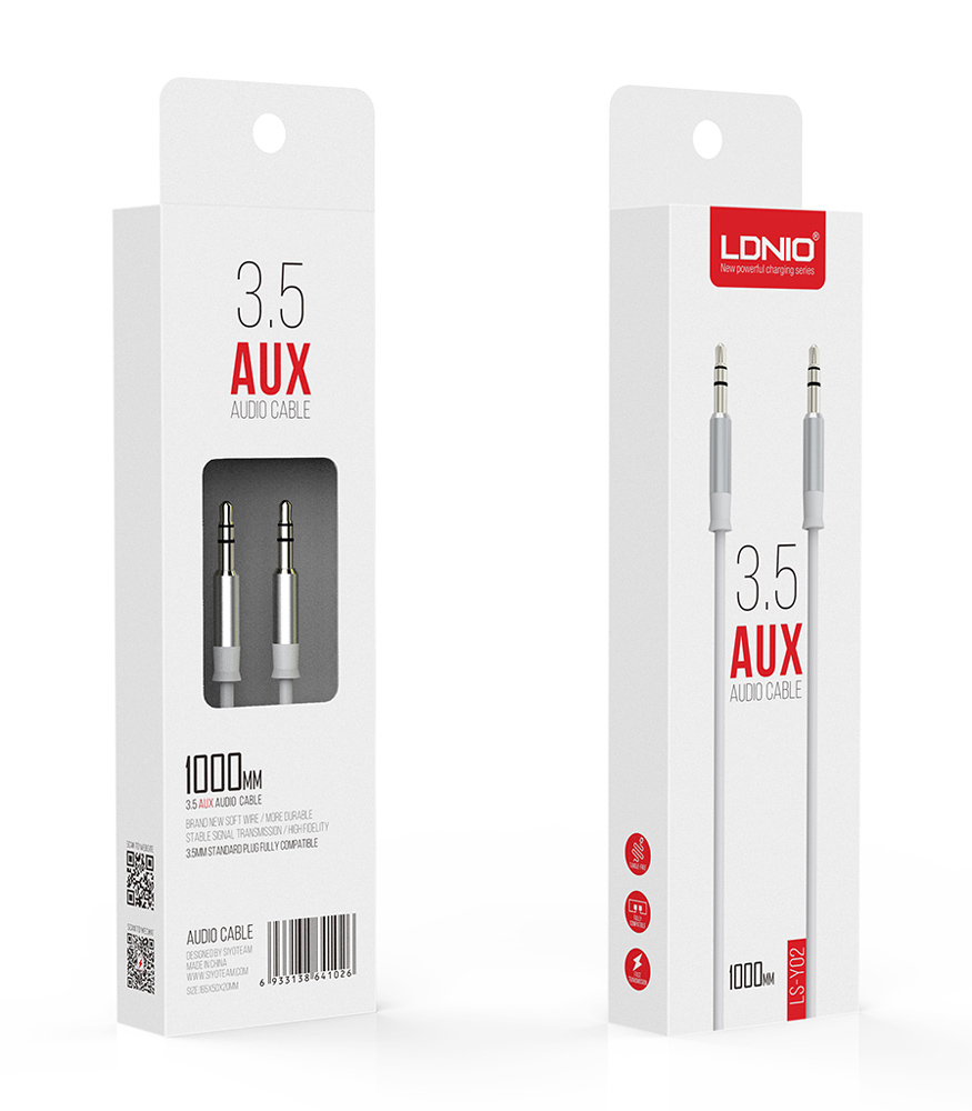 LDNIO καλώδιο ήχου 3.5mm LS-Y02, AUX, 1m, λευκό