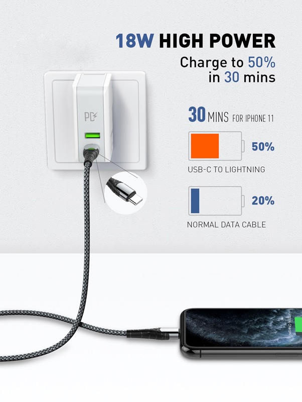 LDNIO καλώδιο Lightning σε USB-C LC112, 30W PD, 2m, γκρι