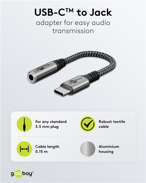 GOOBAY αντάπτορας USB-C σε 3.5mm 74056, γκρι