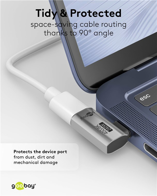 GOOBAY αντάπτορας USB-C 74441, γωνιακός 90°, USB4, 240W, 40Gbps, 8K, γκρι
