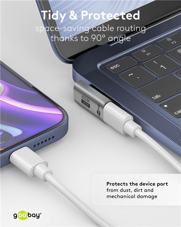 GOOBAY αντάπτορας USB-C 74443, γωνιακός 90°, USB4, 240W, 40Gbps, 8K, γκρι
