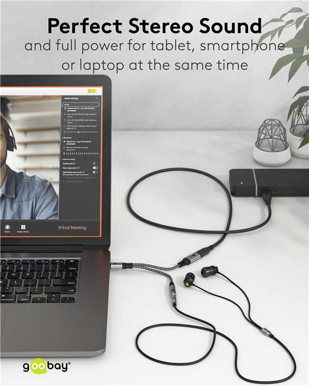 GOOBAY αντάπτορας USB-C σε 3.5mm & USB-C 74524, 60W, 480Mbps, γκρι