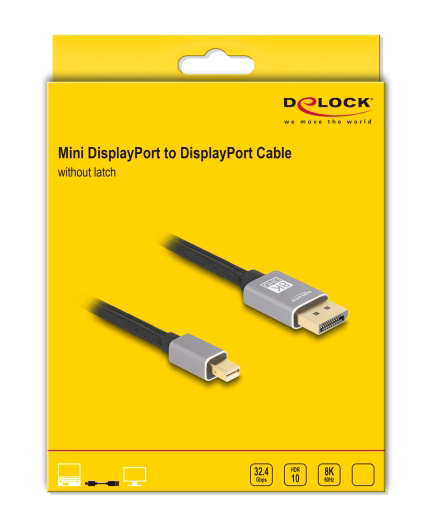 DELOCK καλώδιο mini DisplayPort σε DisplayPort 81091, 8K/60Hz, 32.4 Gbps, 1m, μαύρο